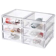 ondisplay megan 6 drawer cosmetic jewelry organizer clear