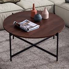 Black Round Wood Modern Coffee Table