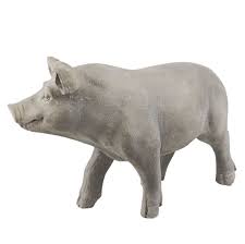Large Grey Decoration Pig Statue Length