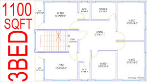 1100 square feet 4 bedrooms house plan