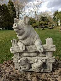 Reconstituted Stone Garden Pig And