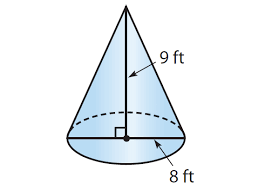 It consists of a base having the shape of a circle and a curved side (the lateral surface) ending where r is the radius of the circular base, and h is the height (the perpendicular distance from the base to the vertex). Finding The Volume Of A Cone