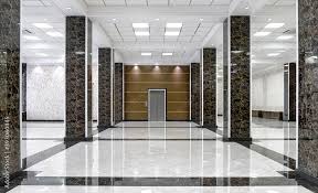 marble shiny tiles in office hall
