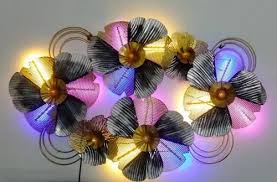 Multicolor Led Light Flower Metal Wall
