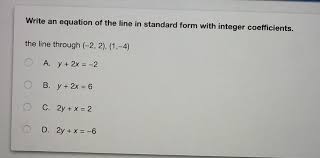 Standard Form With Integer Coefficients