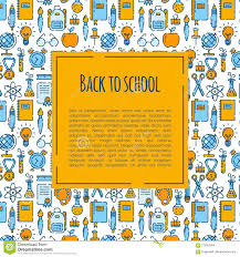 Back To School Banner With Pattern Of School Supplies