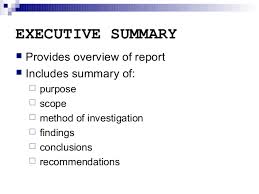 Report Writing Executive Summary And Other Sections