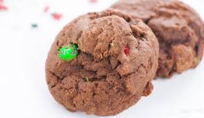 chocolate christmas m m cookies in