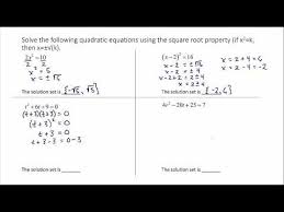 Solving Quadratic Equations Using The