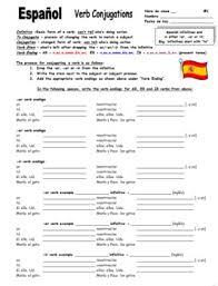 Spanish Verb Conjugation Form Chart Present Tense Ms Word