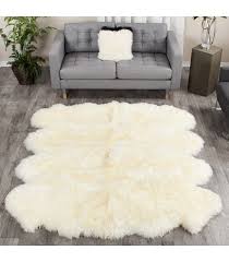 8 pelt eggs white sheepskin fur rug