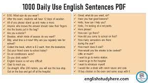 1000 daily use english sentences pdf