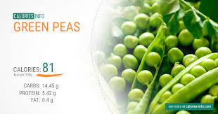 green peas calories in 100g or ounce 3