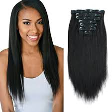 Blends perfectly with both natural and colored black hair. Amazon Com Lovrio Yaki Straight Clip Ins Brazilian Virgin Hair Extensions Double Weft For Black Women 7 Pieces 120g With 17 Clips Yk 18 Beauty