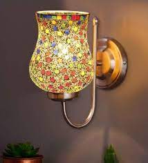 Wall Sconces Mosaic Multicolored Glass Wall Mounted Lamp With Steel Base Pepperfry