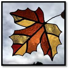 Autumn Leaf In Stained Glass Blue