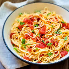quick vegan bruschetta pasta capellini
