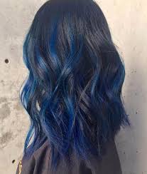 For blue back hair, a dark black hue with a hint of blue is not only mysterious but very flattering. 21 Sumptuous Blue Hair Highlights For Women Hairstylecamp