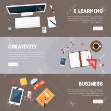 E Learning Creativity Business Banners Templates Set Online