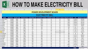 Excel Tutorial 2018 How To Make Electric Bill Electricity Bill Calculation In Excel 2010
