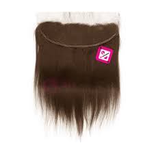 Lace Frontal Yaki Straight Hair Dark Brown Color