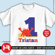 Crab Birthday Shirt Or Bodysuit For Any Age Personalized Beach Birthday Shirt Nautical Birthday Shirt