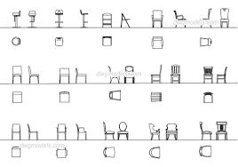 chairs all projections dwg free cad