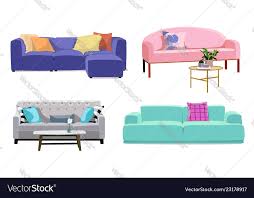 set of modern colorful soft sofas with