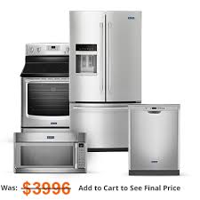 4 piece kitchen appliances package with french door refrigerator, gas range, dishwasher and over the range microwave in stainless steel. Maytag Stainless Steel Refrigerator 4 Piece Package Kitchen Appliance Packages Kitchen Appliances Appliance Packages