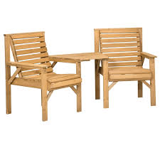 Outsunny Wooden Garden Love Seat 2