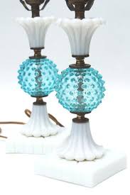 Vintage Glass Lamps Blue Hobnail