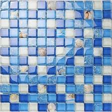Blue 8 Mm Glass Mosaic Tiles Size