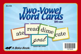 Abeka K4 K5 Two Vowel Word Cards 100 Cards