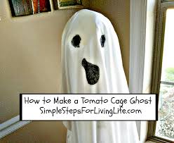 Turn an old tomato cage into brand new halloween decor in this candy corn yard art project from hgtv. How To Make A Tomato Cage Ghost Simplestepsforlivinglife
