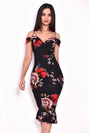 Buy Ax Paris Floral Print Frill Hem Midi Dress From Next Kuwait