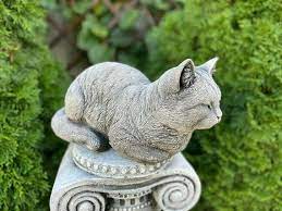 Stone Cat Figure Sleeping Cat Statue