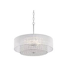 Possini Euro Design Chrome Drum Pendant Chandelier 20 Wide Modern Crystal Clear Sheer Organza Shade For Dining Room House Kitchen Target