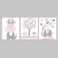 elephant nursery decor pale pink and