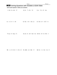 Ws 2 4 Solving With Variables On Both