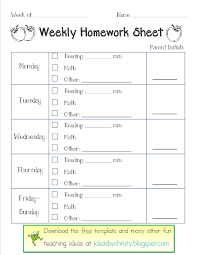 Elementary Homework Sheet Template