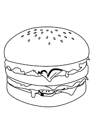 Burger and fries coloring page. Hamburger Coloring Page 1001coloring Com