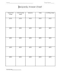 Jeopardy Answer Sheet Template Free Science Tips And Tools