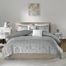 Grey Silver Full Queen Comforter Set