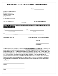 notarized letter of residency homeowner