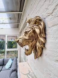 Wall Mounted Golden Lion Head
