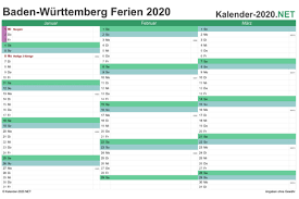 Kalender 2021 für jedes bundesland: Ferien Baden Wurttemberg 2020 Ferienkalender Ubersicht