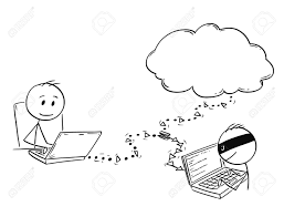 The computer has a virus and is trying to destroy you! Cartoon Stick Man Drawing Conceptual Illustration Of Businessman Working On Computer While Hacker Is Breaching In To His Network Concept Of Internet And Network Security Royalty Free Cliparts Vectors And Stock