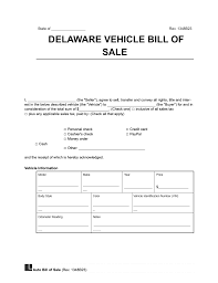 delaware motor vehicle bill of