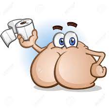 Butt Holding Toilet Paper. Cartoon Character Vector Illustration. Royalty  Free SVG, Cliparts, Vectors, and Stock Illustration. Image 92642598.