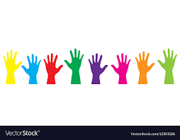 banner color hands rise up royalty free